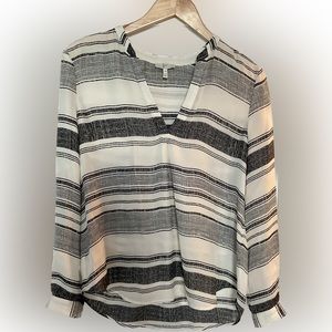 Joie white and black stripe blouse